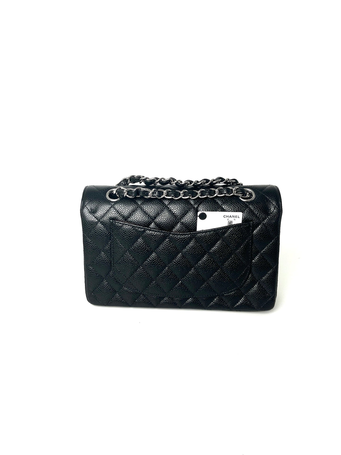 Chanel New Black Small Quilted Caviar Leather Double Flap Shoulder Bag