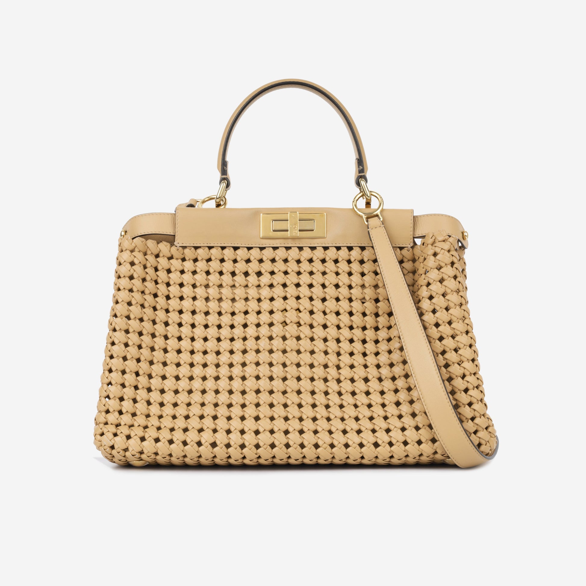 Fendi Peekaboo Tote Bag Medium Woven Calfskin Ghw