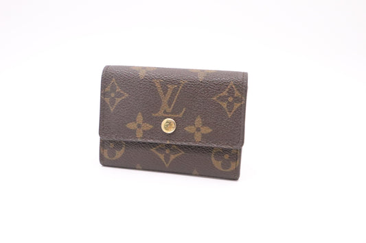 Louis Vuitton Porte Monnaie Plat Coin Purse Monogram Canvas Wallet Case