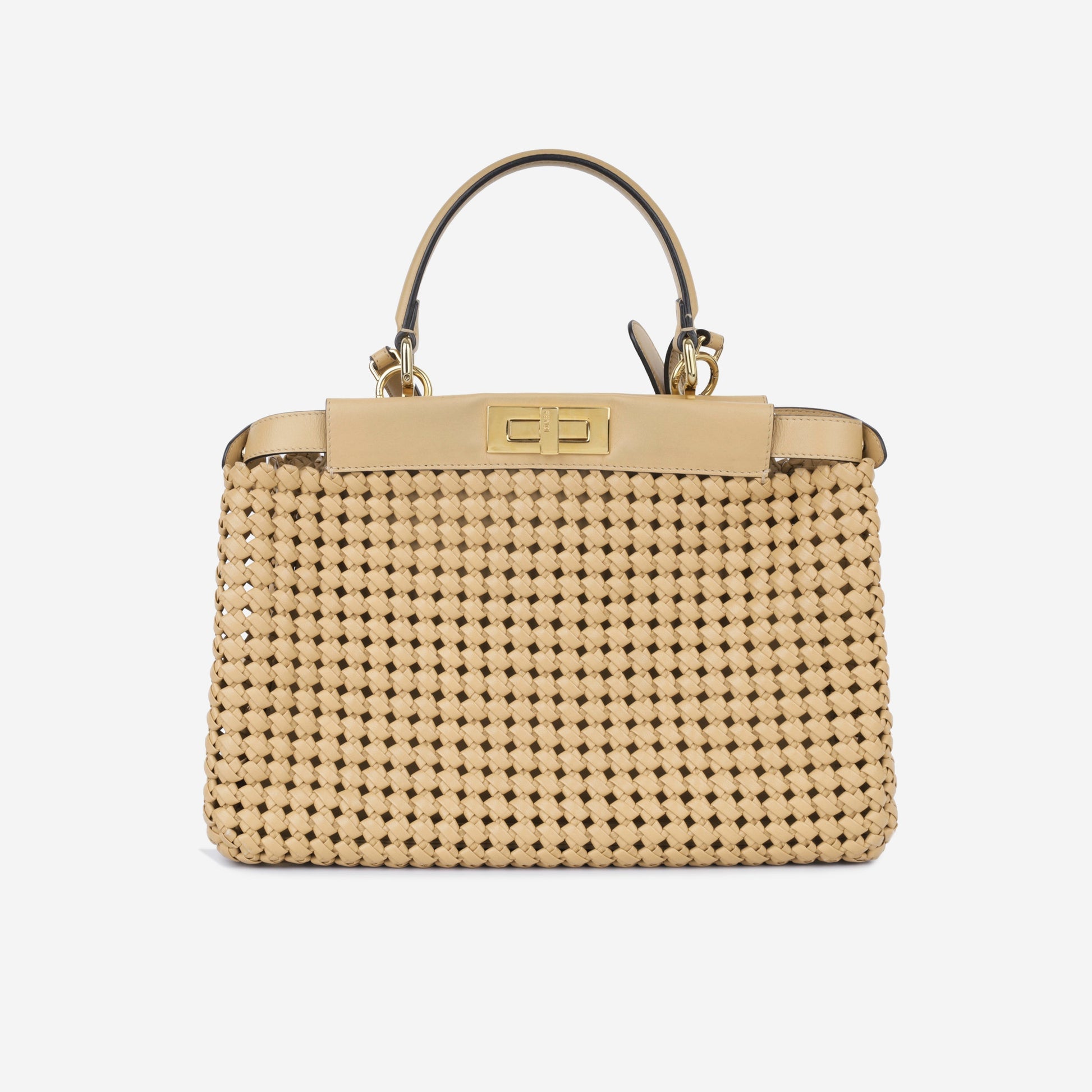 Fendi Peekaboo Tote Bag Medium Woven Calfskin Ghw