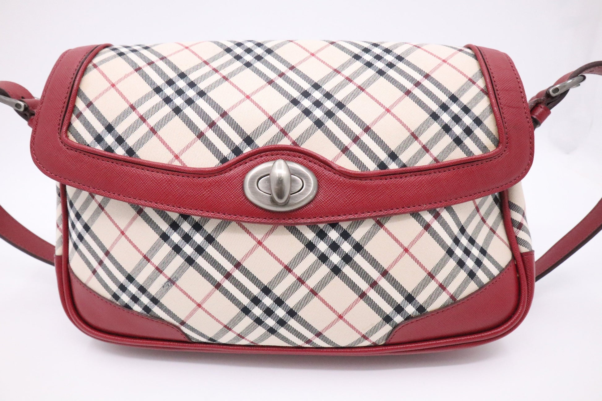 Burberry Shoulder Bag In Checked Leather Canvas Beige