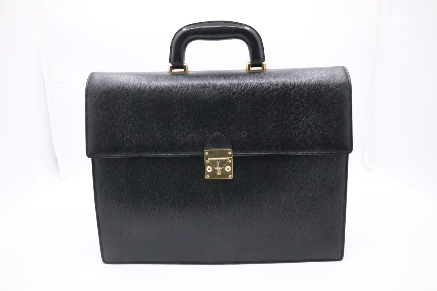 YSL Saint Laurent Briefcase In Travel Bag Leather Black