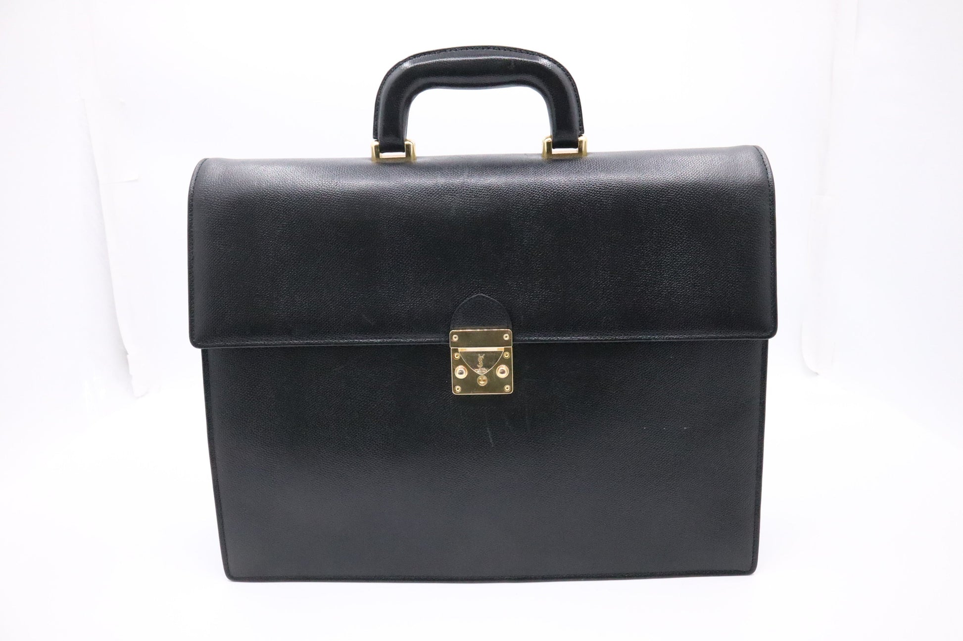 YSL Saint Laurent Briefcase In Travel Bag Leather Black