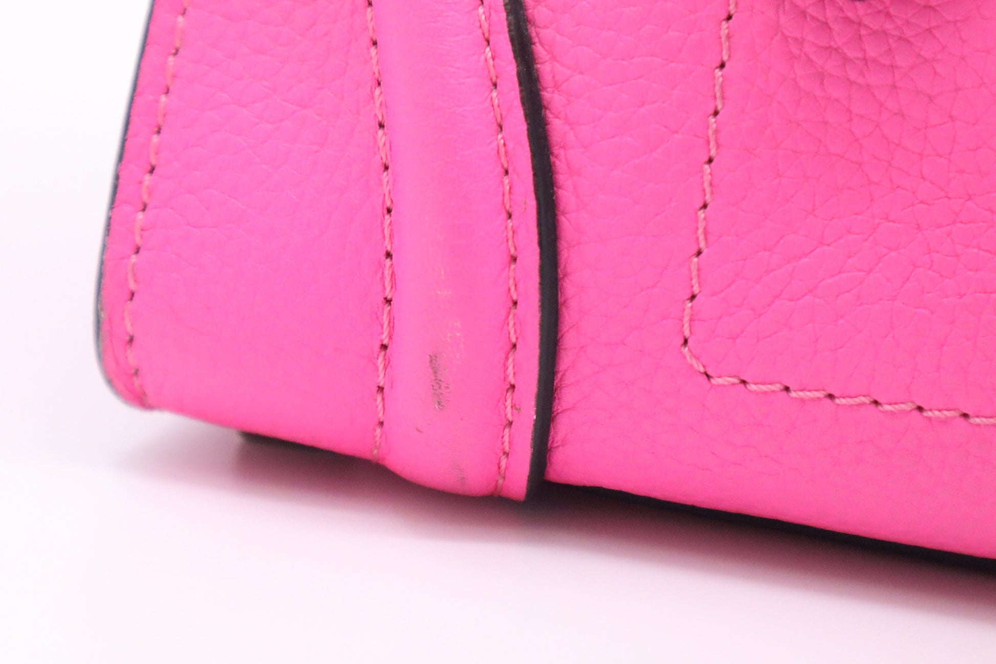 Celine Micro Luggage In Drummed Handbag Leather Pink Travel Bag