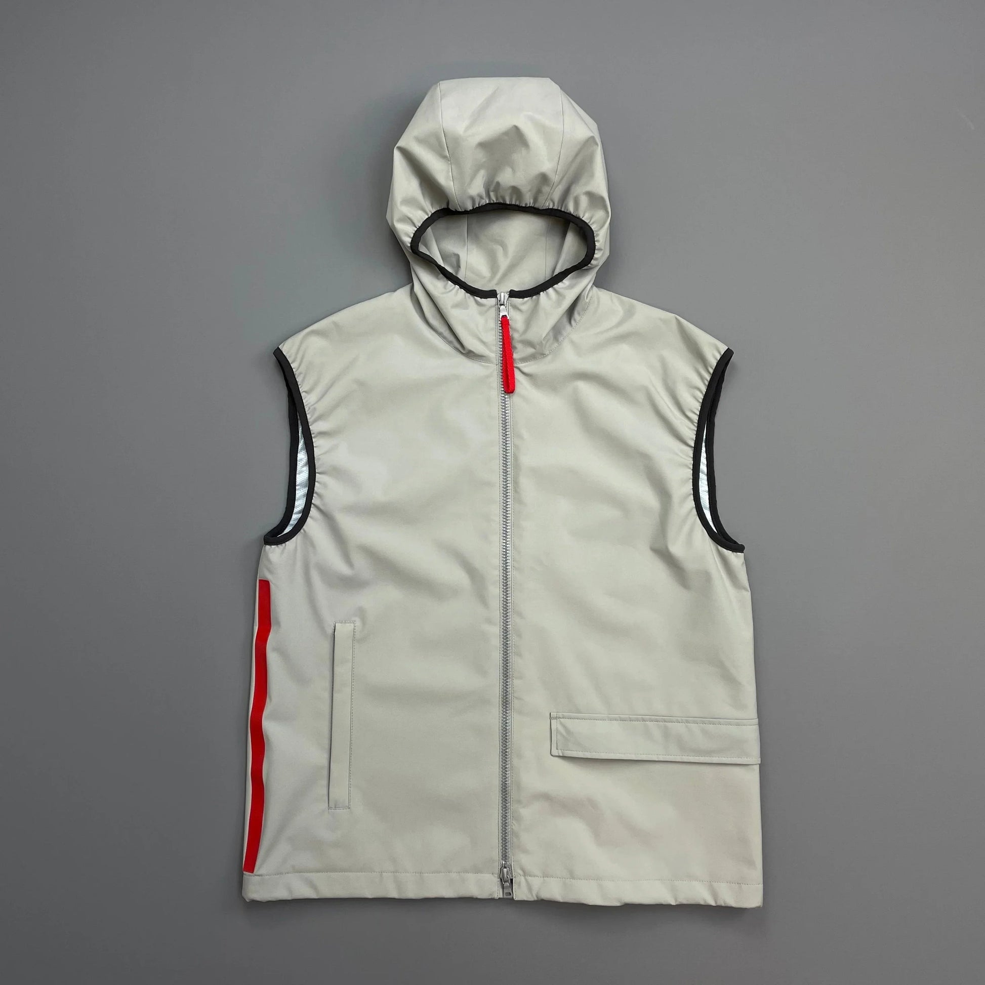 Prada Handbag Sport Grey Hooded Sailing Gilet Vest Gray