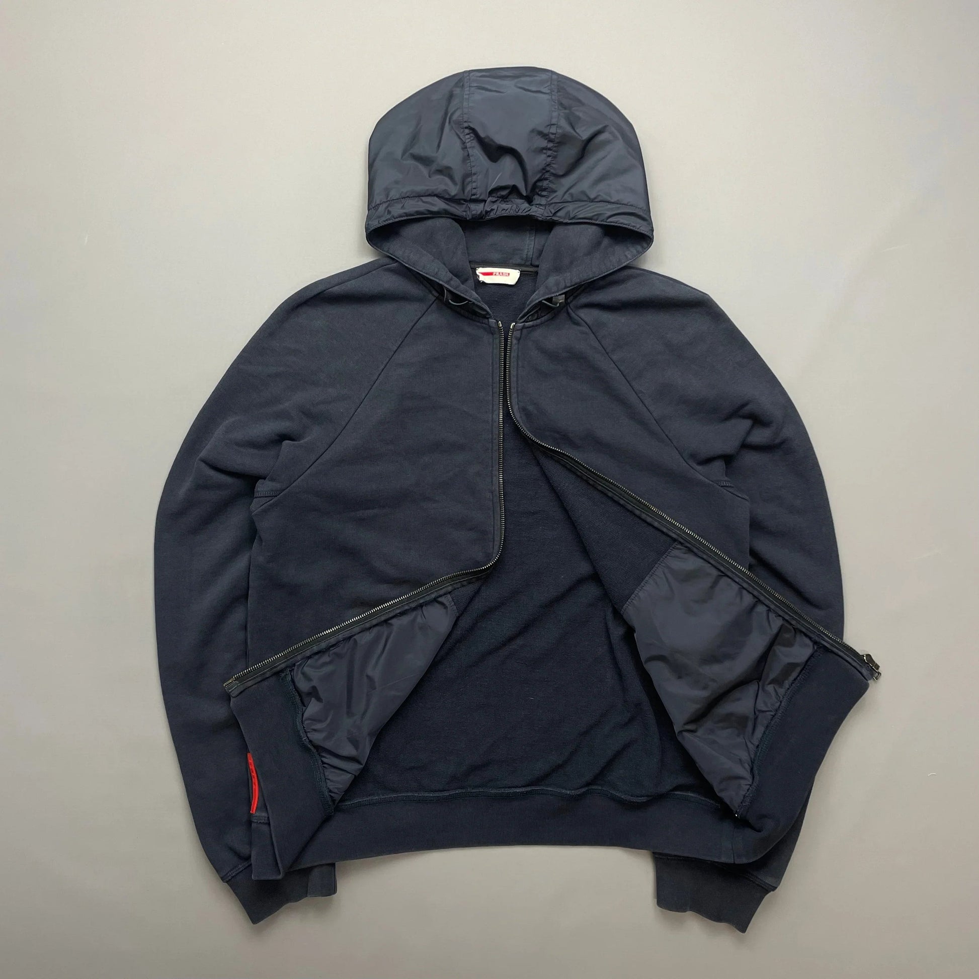 Prada Handbag Sport Tab Hood -Through Hoodie Nylon Red Zip