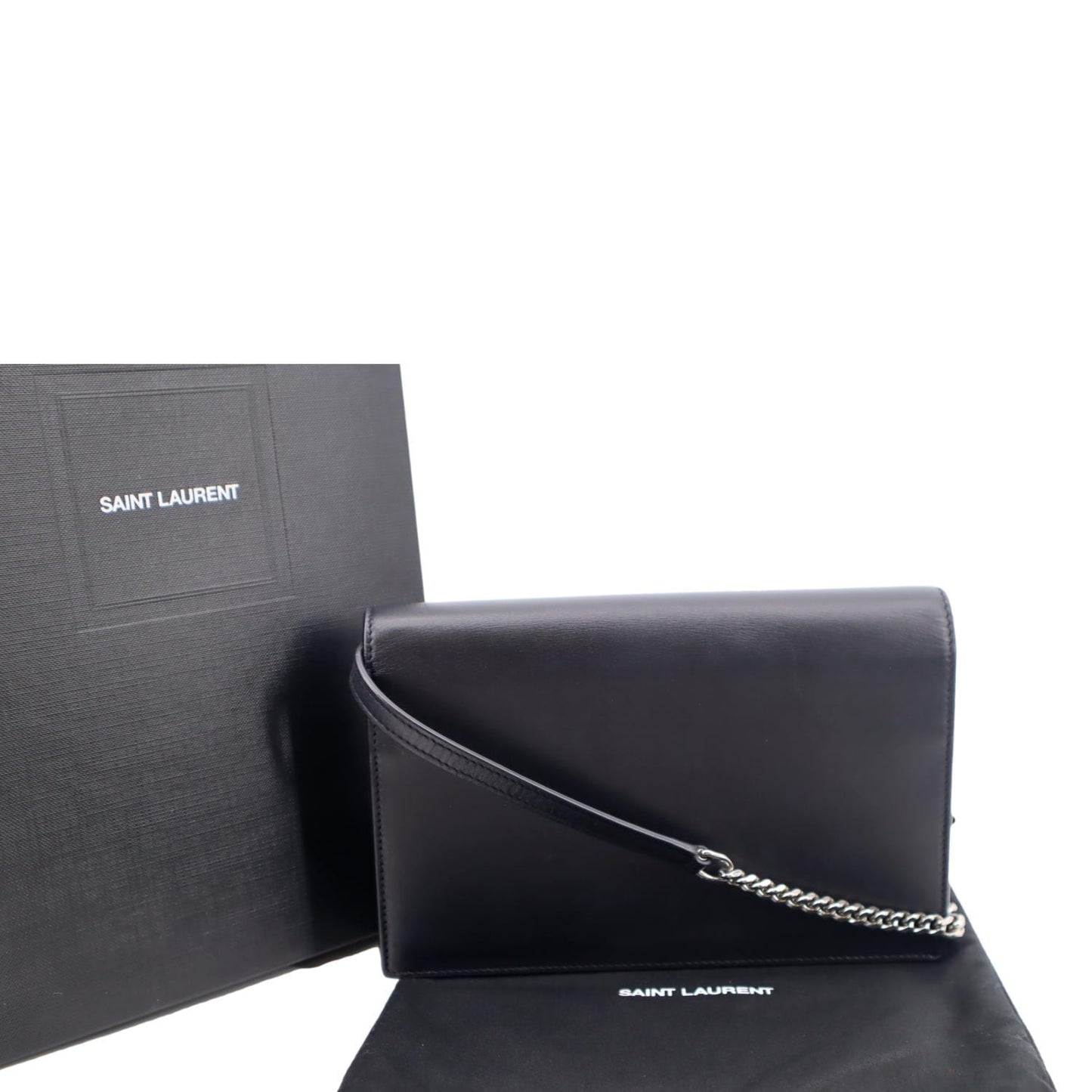 YSL Saint Laurent Yves Kate Tassel Crossbody Bag Leather Black Laurent Kate Chain