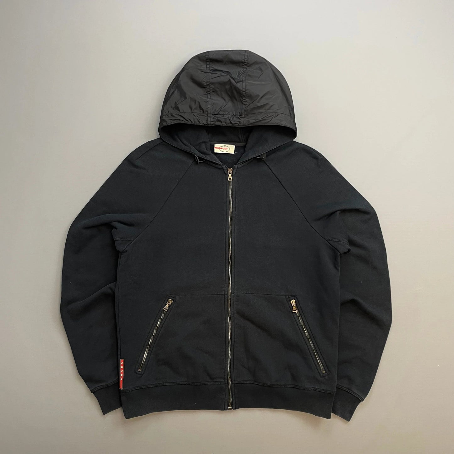 Prada Handbag Sport Hood -Through Hoodie Nylon Black Zip