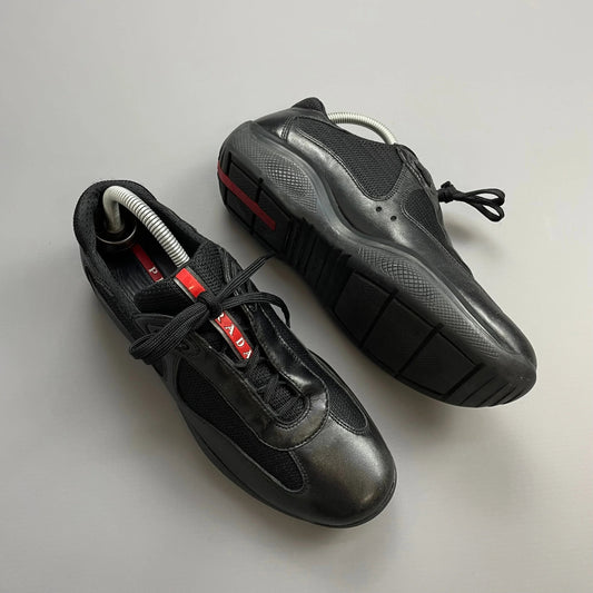 Prada Shoe Americas Cup Trainers Leather Black Shoes