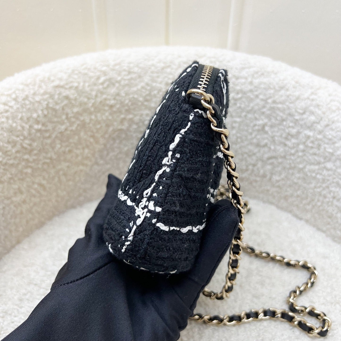 VIP Gift Mini Bag in Black and White Tweed and LGHW Classic