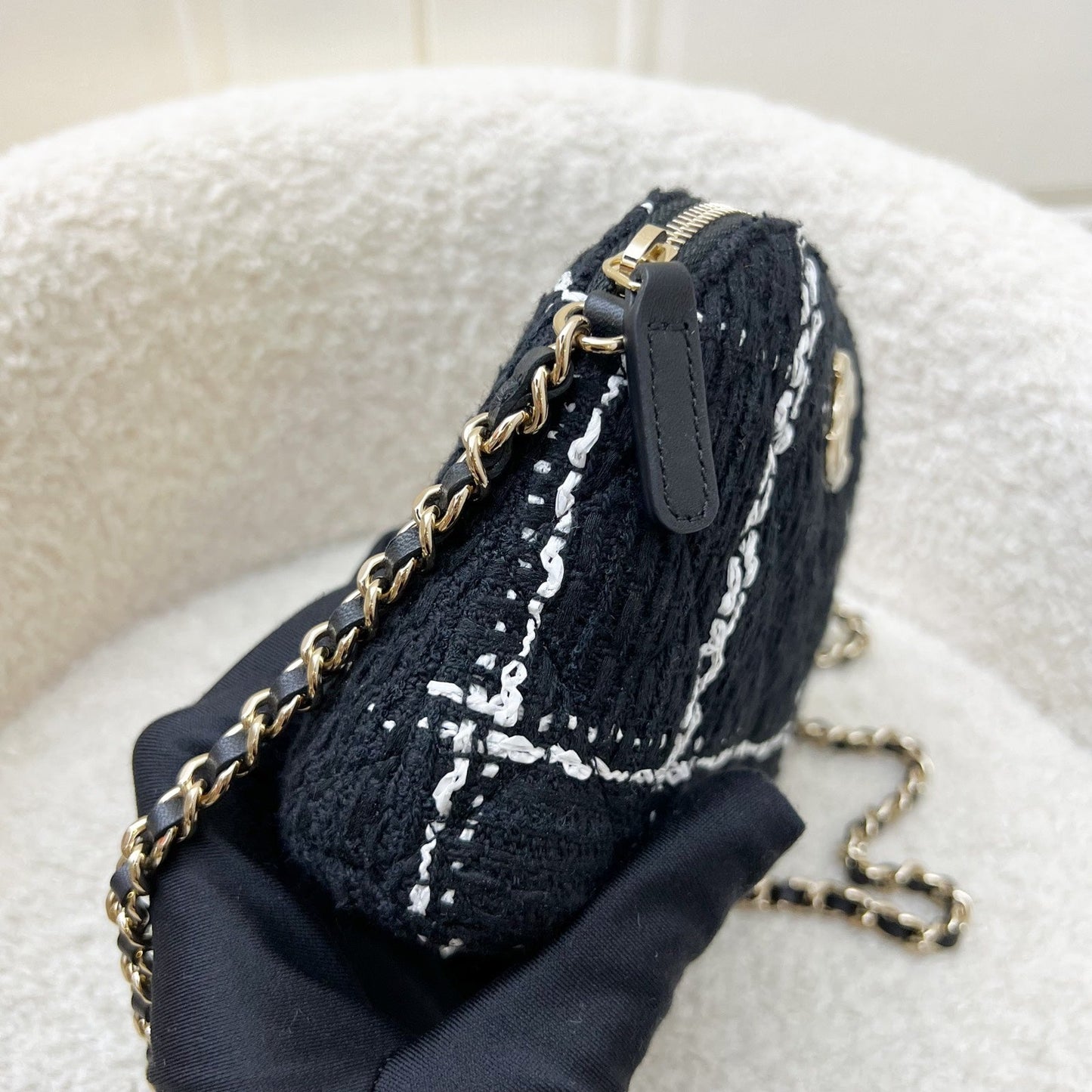 VIP Gift Mini Bag in Black and White Tweed and LGHW Classic