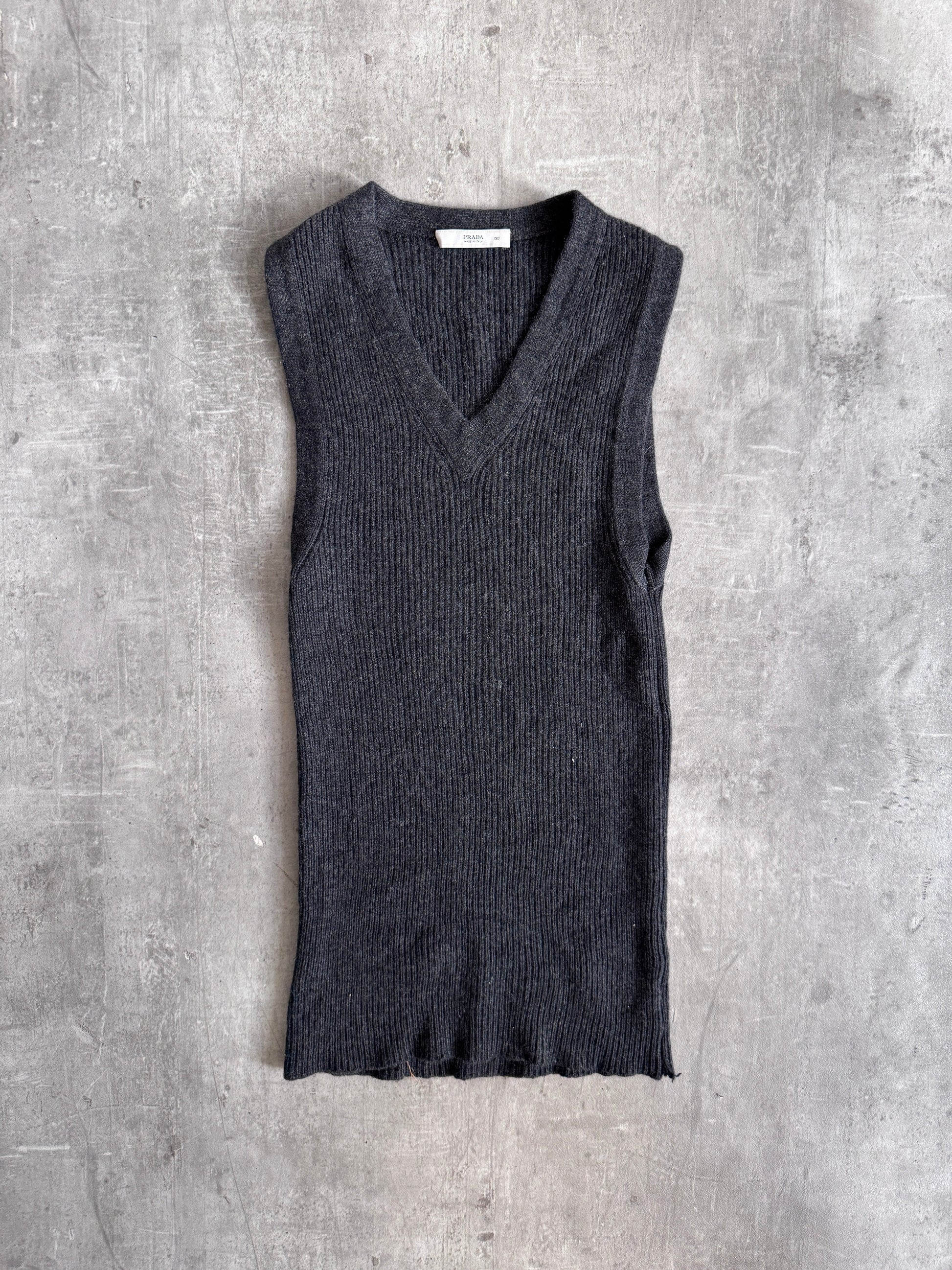 Prada Handbag Grey Cashmere Sweater Vest Gray Small