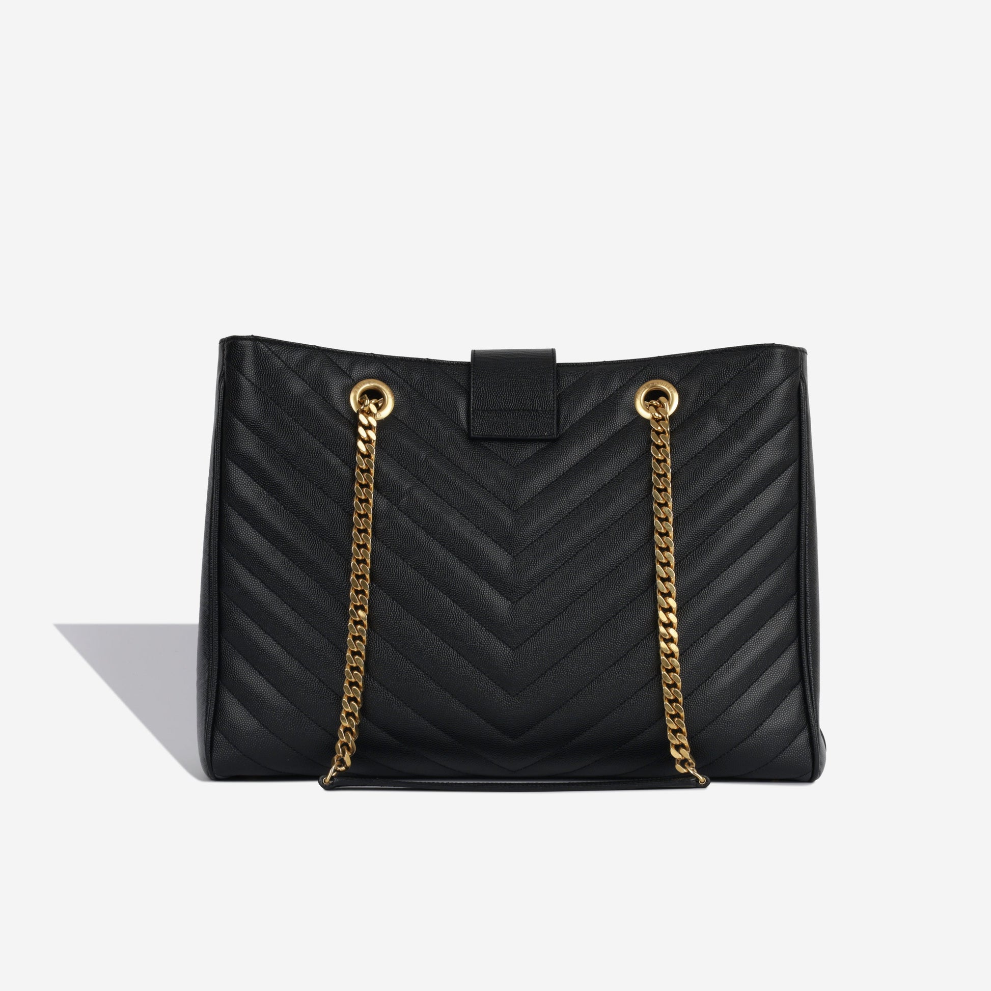 YSL Saint Laurent Cassandre Tote Bag Shoulder Bag Black Grained Ghw
