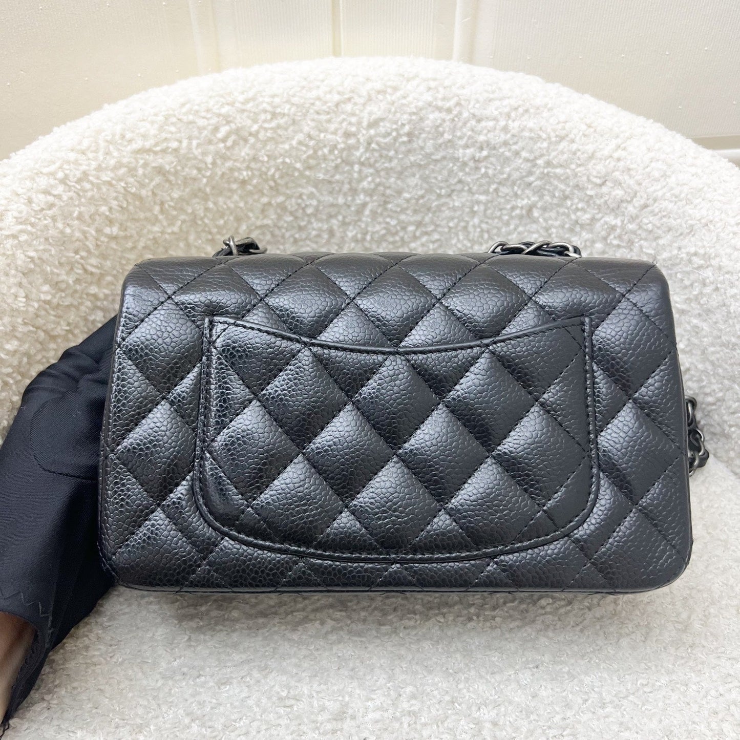 Chanel Classic Mini Rectangular Flap in Black Caviar and RHW Accessory