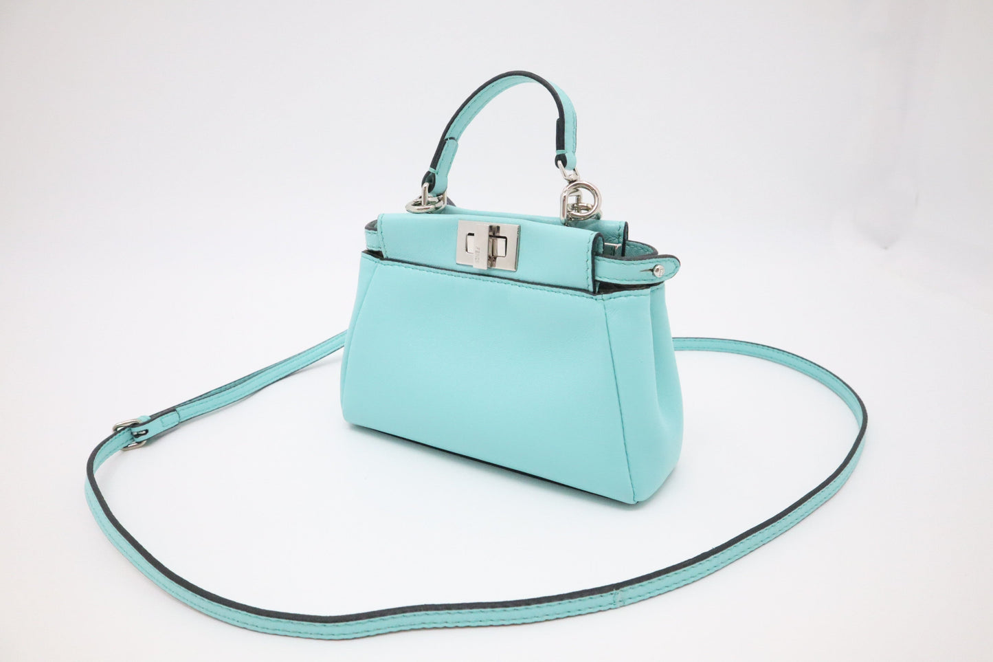 Fendi Peakaboo In Turquoise Handbag Leather Mini Travel Bag
