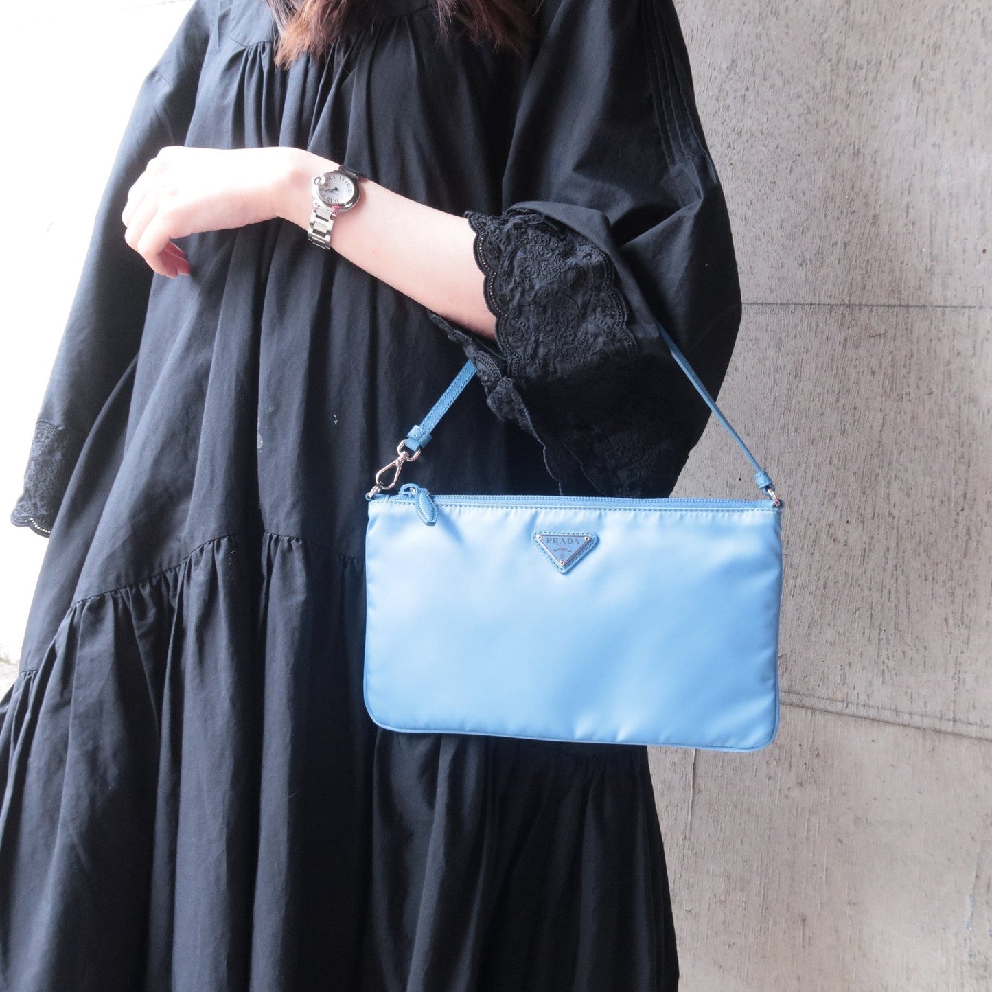 Prada Prada Logo Nylon Leather Hand Bag Shoulder Bag