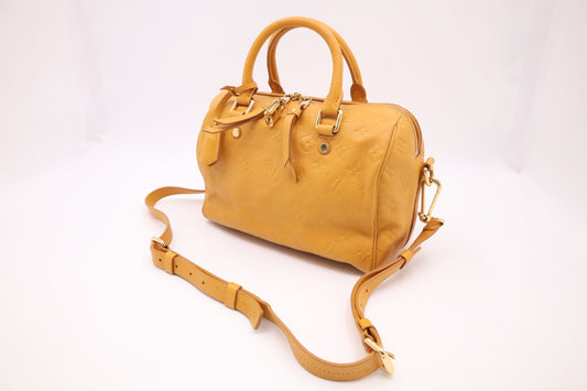 Louis Vuitton Speedy 25B Yellow Leather Empreinte Handbag