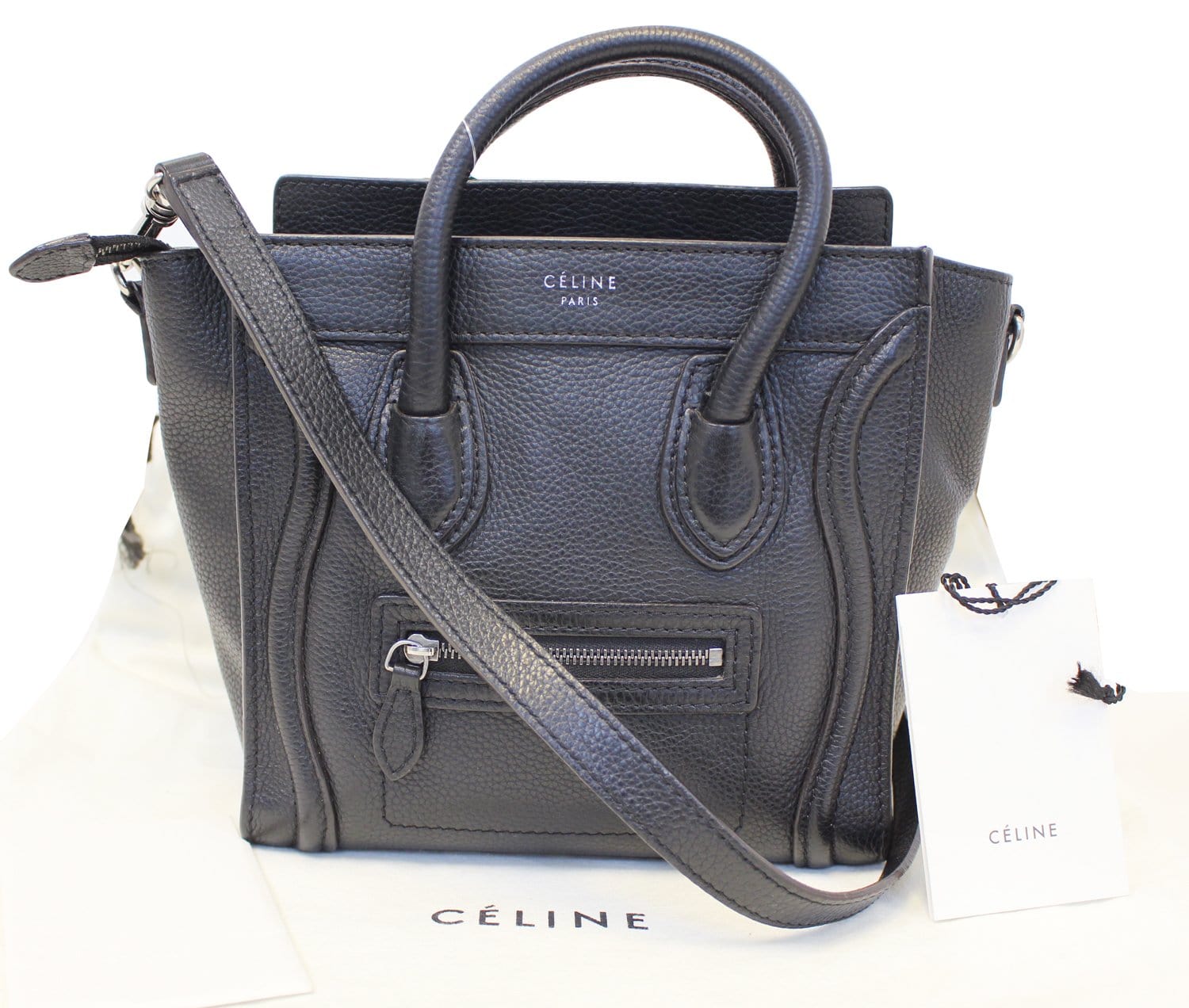 Nano Luggage Shoulder Bag Leather Black