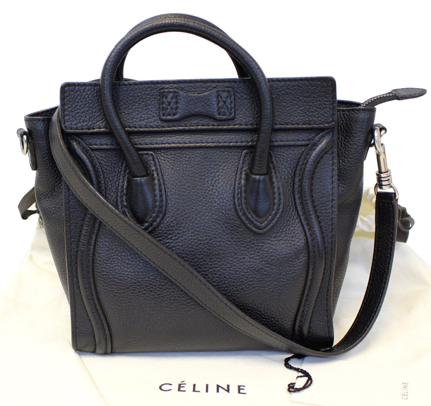 Nano Luggage Shoulder Bag Leather Black