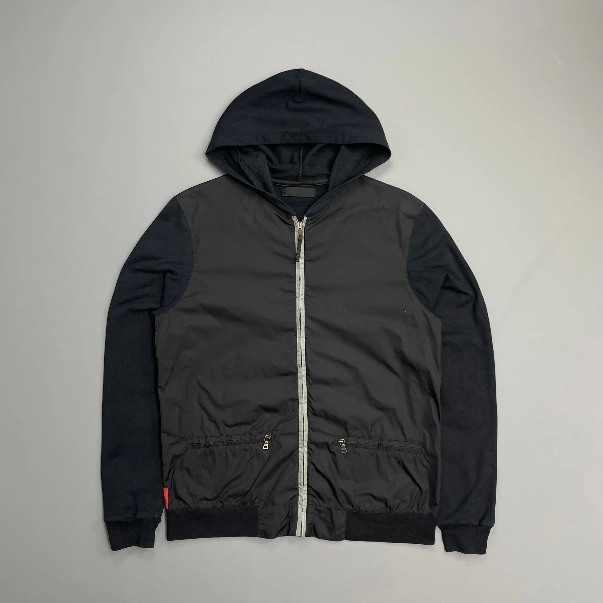 Prada Handbag Sport 00s Panelled Lightweight -Through Hoodie Nylon Navy Zip
