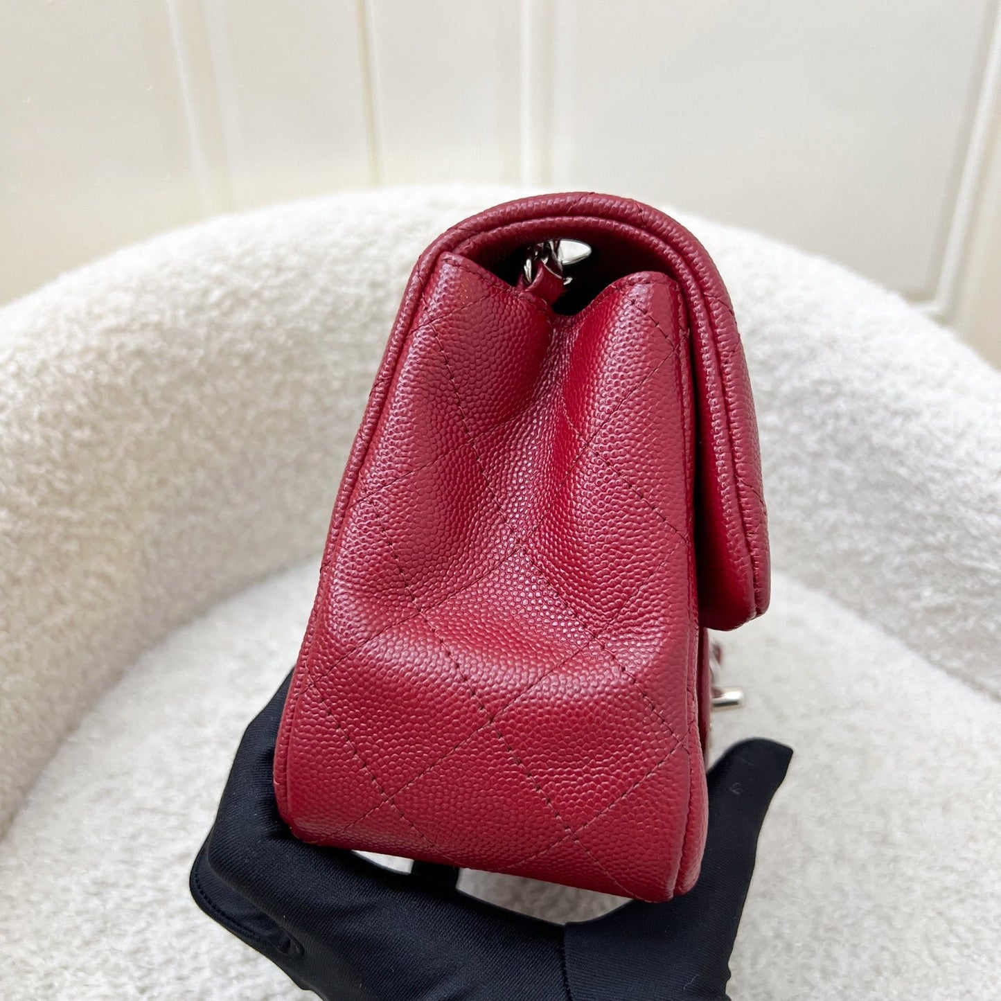 Classic Square Mini Flap in Red Caviar and SHW Accessory Signature
