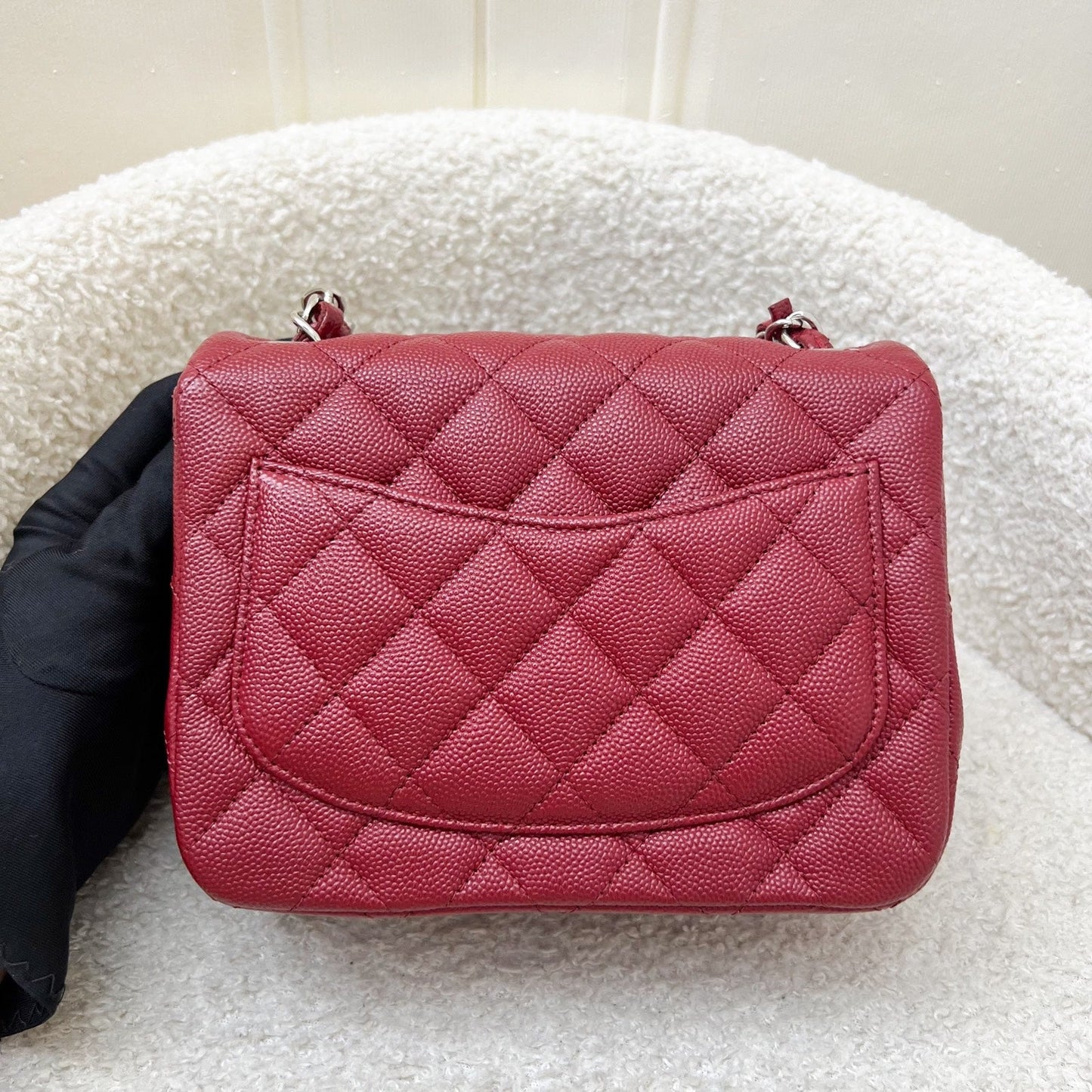 Classic Square Mini Flap in Red Caviar and SHW Accessory Signature