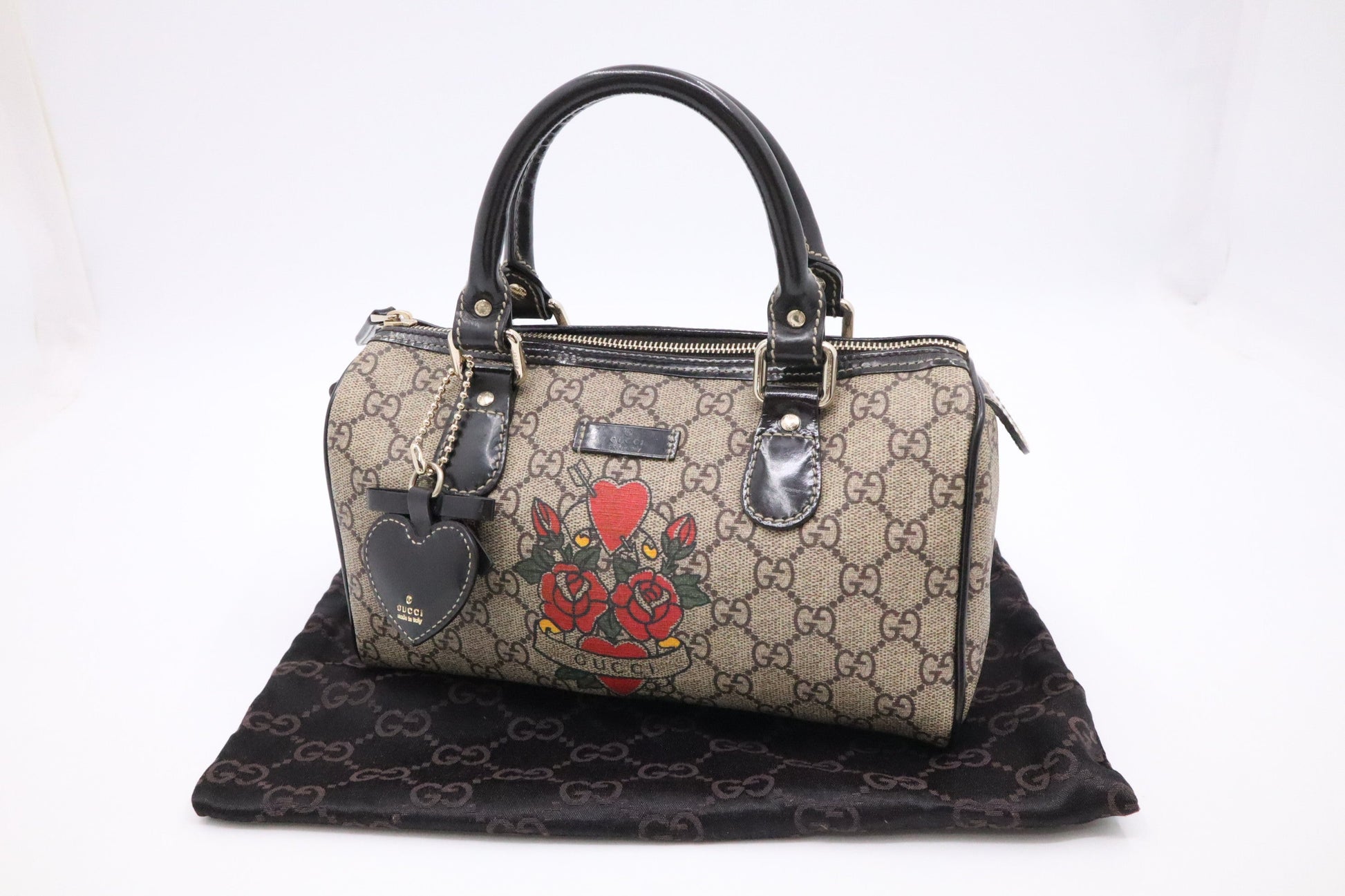 Gucci Boston Roses Tattoo Canvas Mini Small Handbag