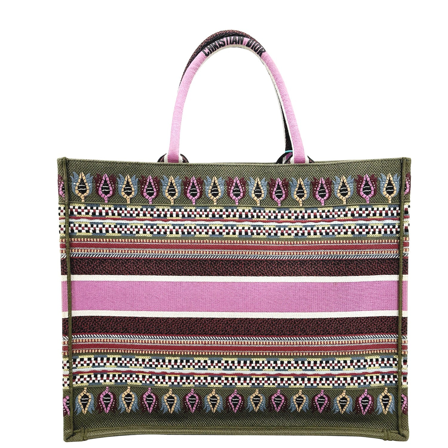 Dior Book Tote Bag Canvas Pink Large