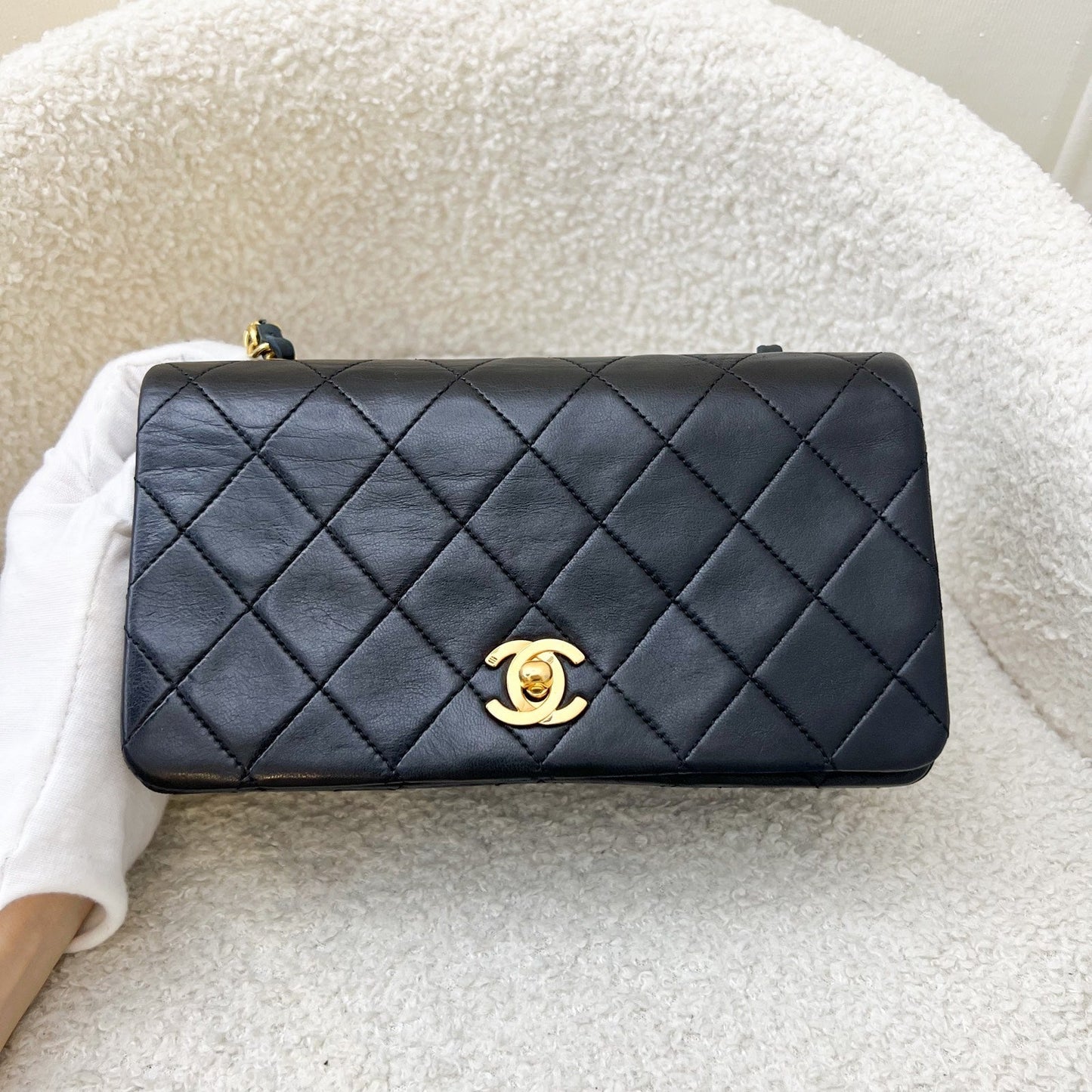 Chanel Mini Full Flap in Black Lambskin and GHW Accessory