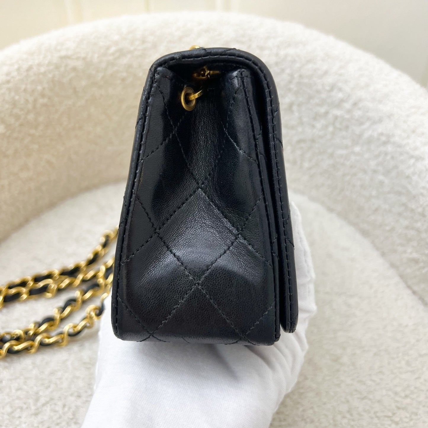 Chanel Mini Full Flap in Black Lambskin and GHW Accessory