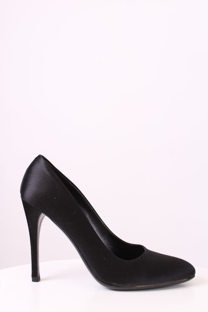 Prada Shoe Heels 38 Satin Black Shoes