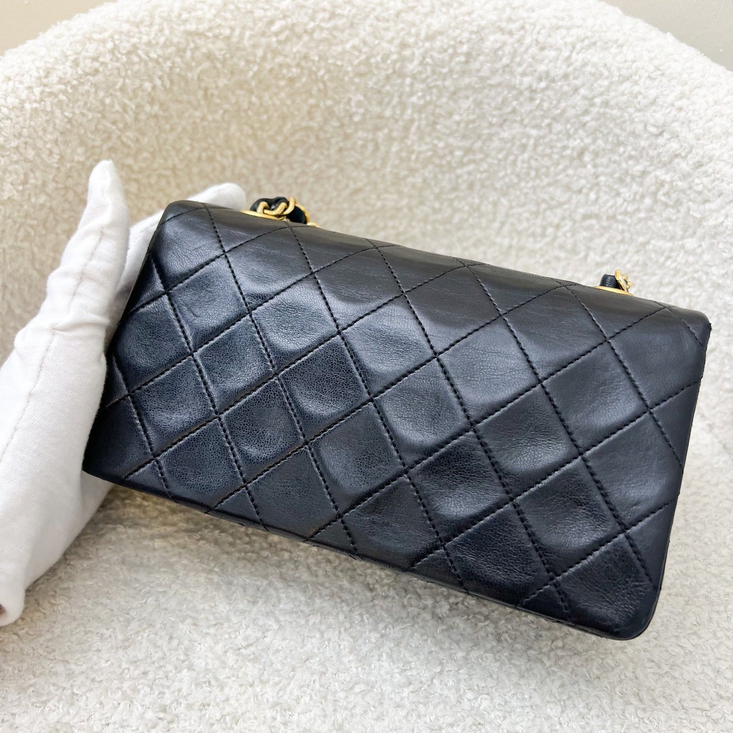 Chanel Mini Full Flap in Black Lambskin and GHW Accessory