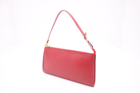 Louis Vuitton Pochette Accessoires Epi Leather Red Clutch Bag Epi Leather