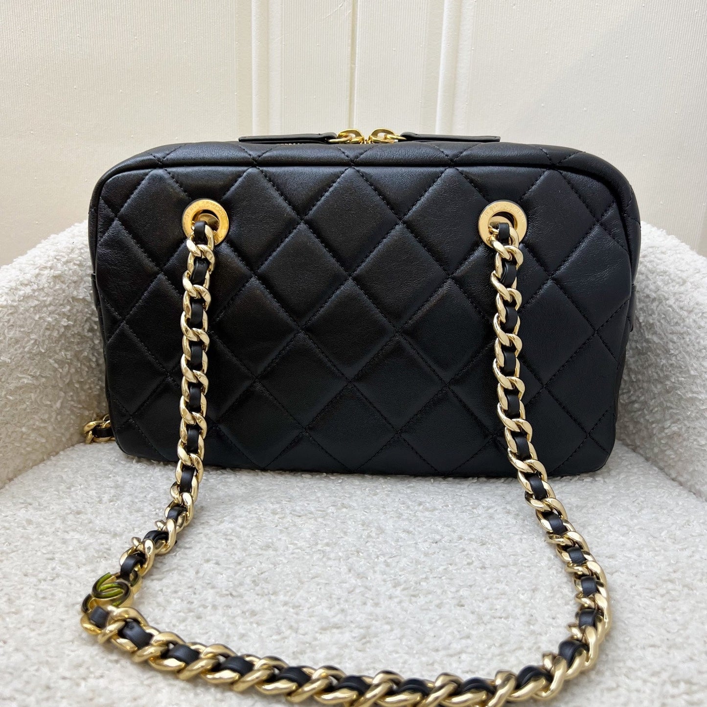 Chanel Camera Shoulder Bag in Black Calfskin and AGHW