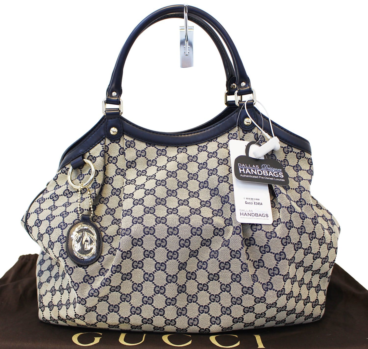 Gucci Navy Grey Sukey Tote Bag Canvas Blue