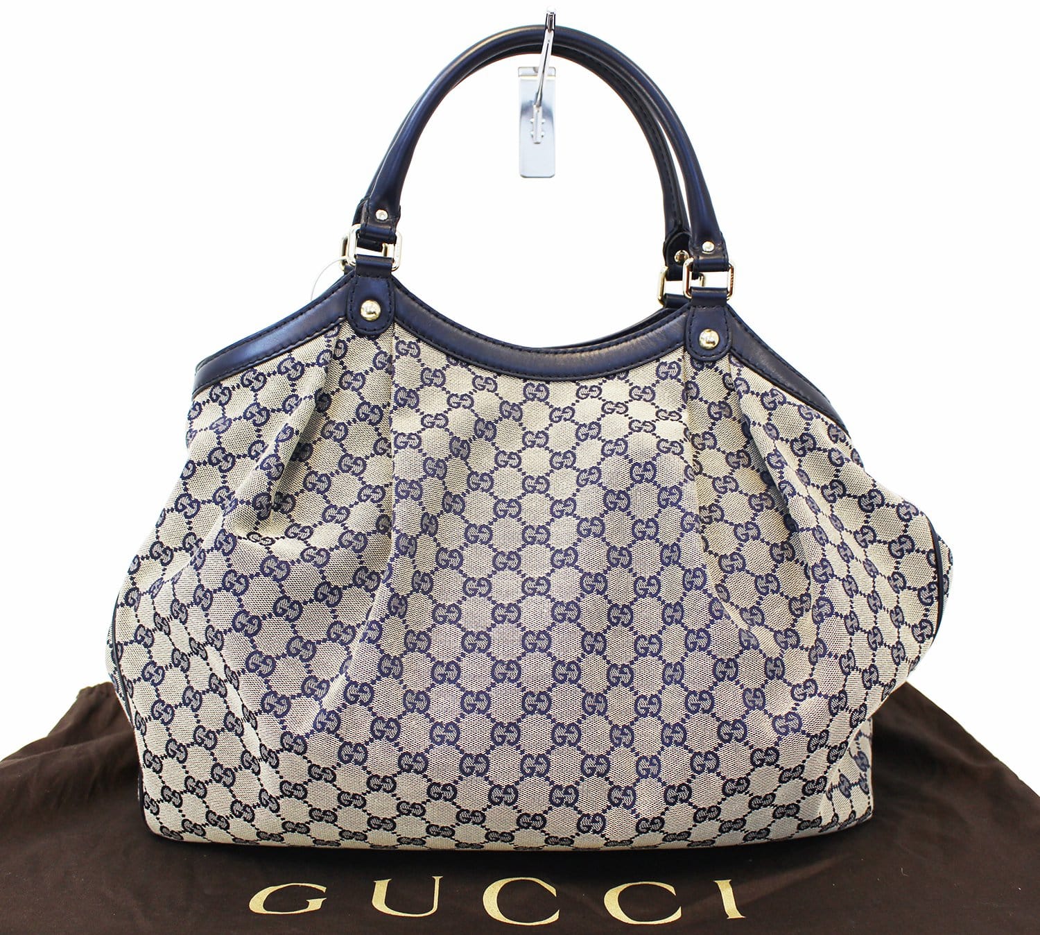 Gucci Navy Grey Sukey Tote Bag Canvas Blue