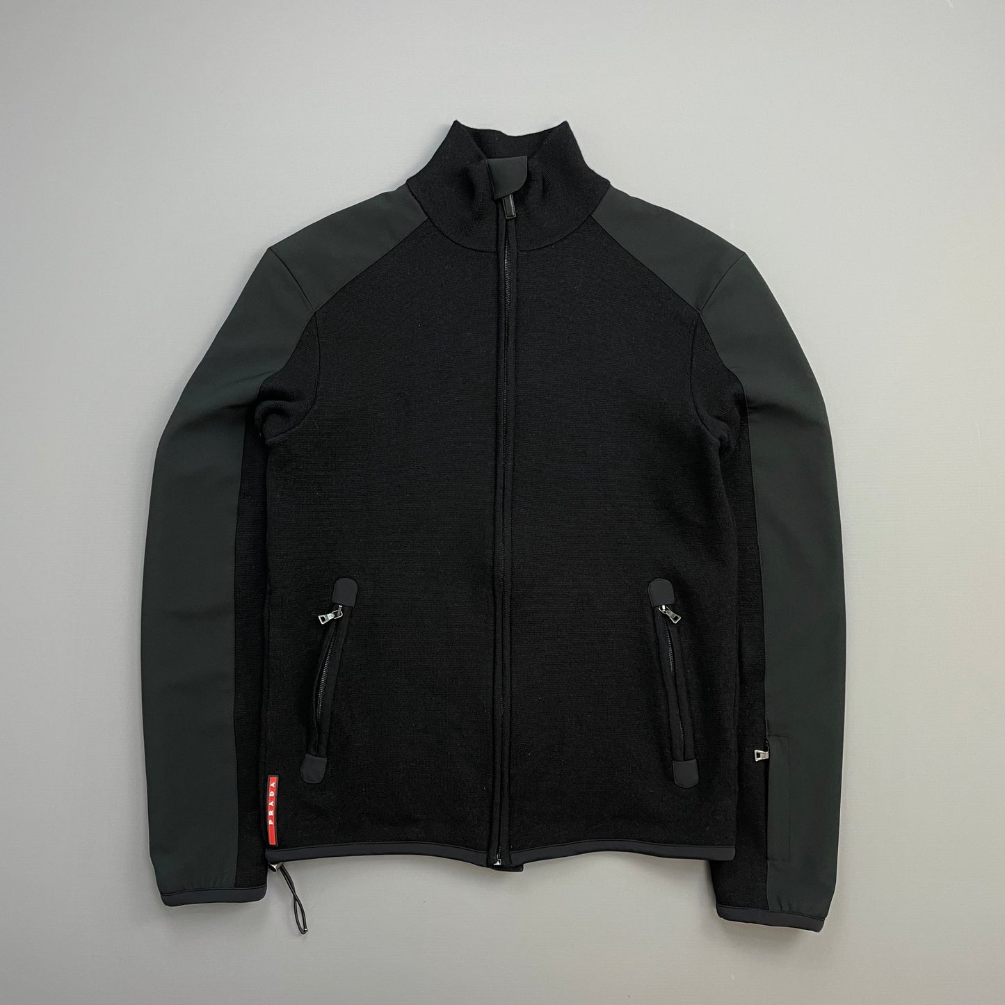 Prada Handbag Sport Wool & Technical Knit Jacket Nylon Black