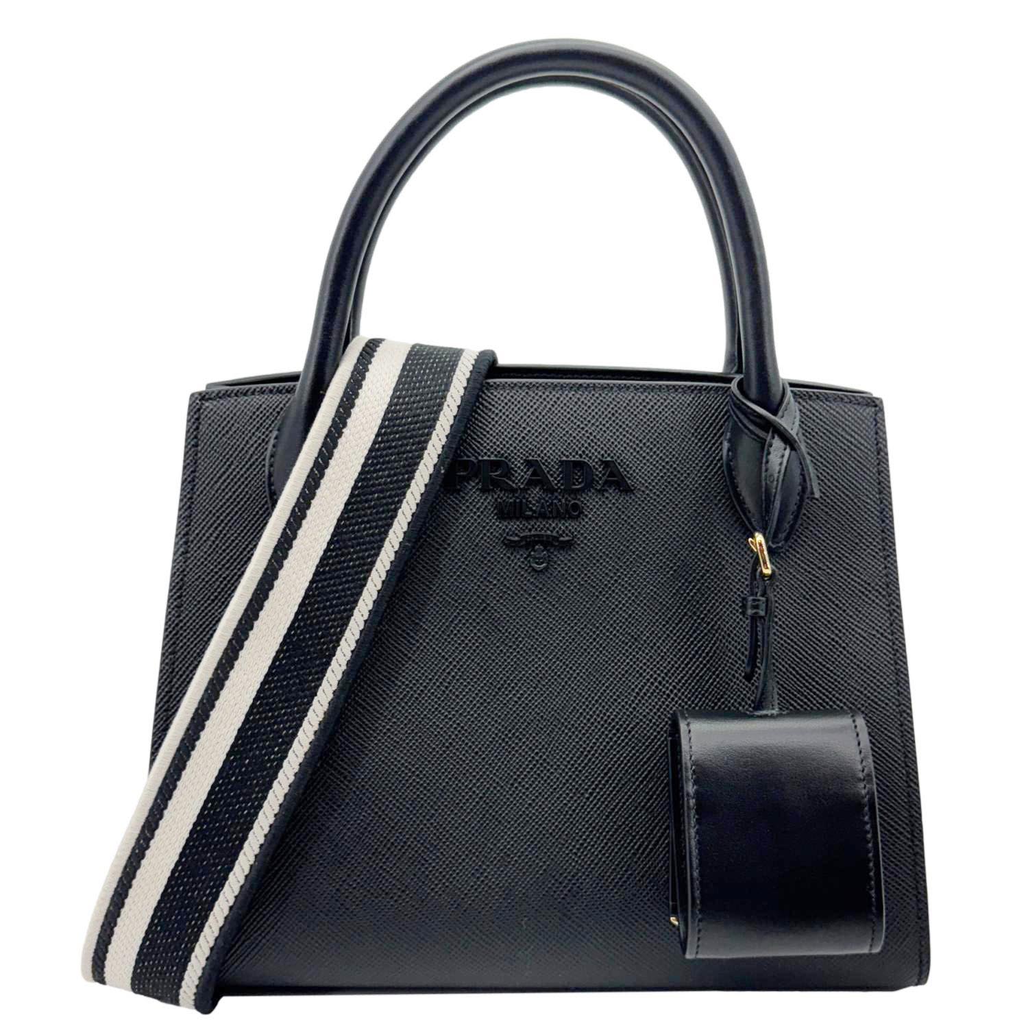 Monochrome Calfskin Saffiano Top Handle Tote Handbag Leather Black Tote Bag
