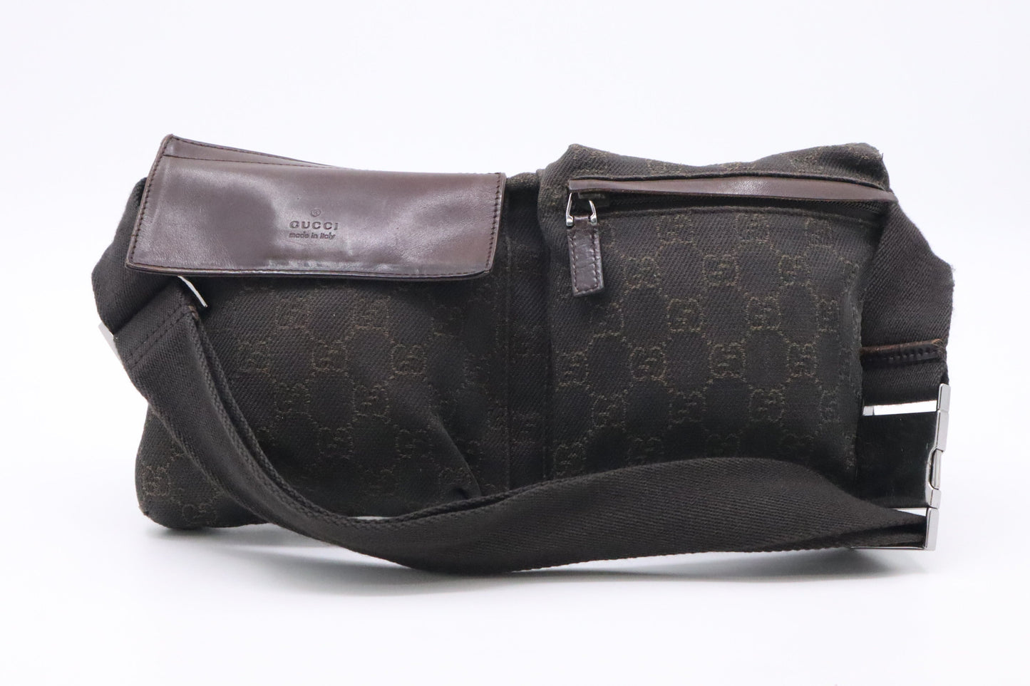 Gucci Waist Dark GG Canvas Brown Handbag