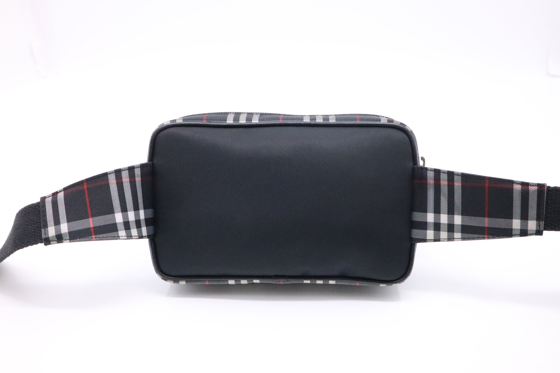 Burberry Waist Pouch In Check Handbag Nylon Black Travel Bag