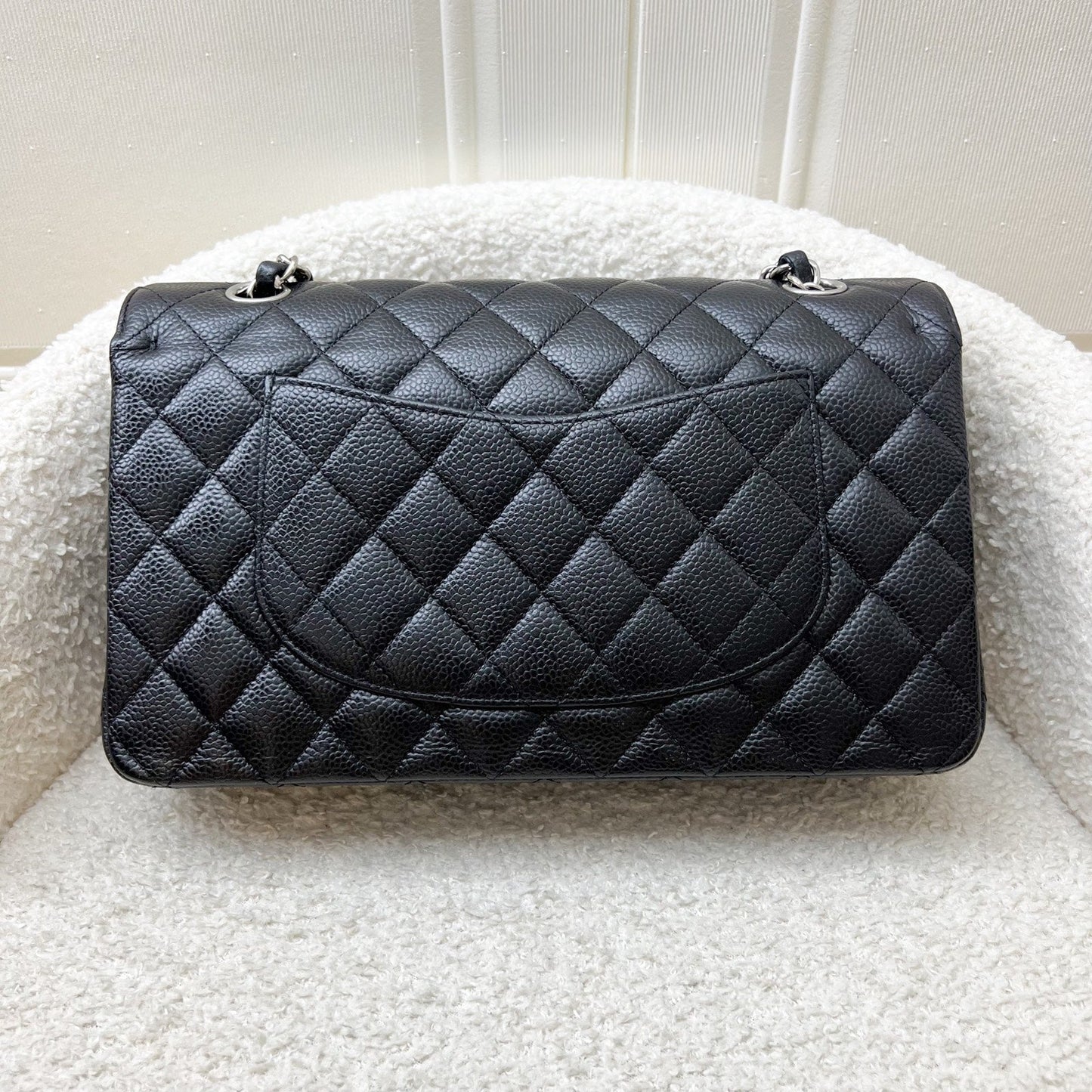 Chanel Medium Classic Flap CF in Black Caviar and SHW Accessory