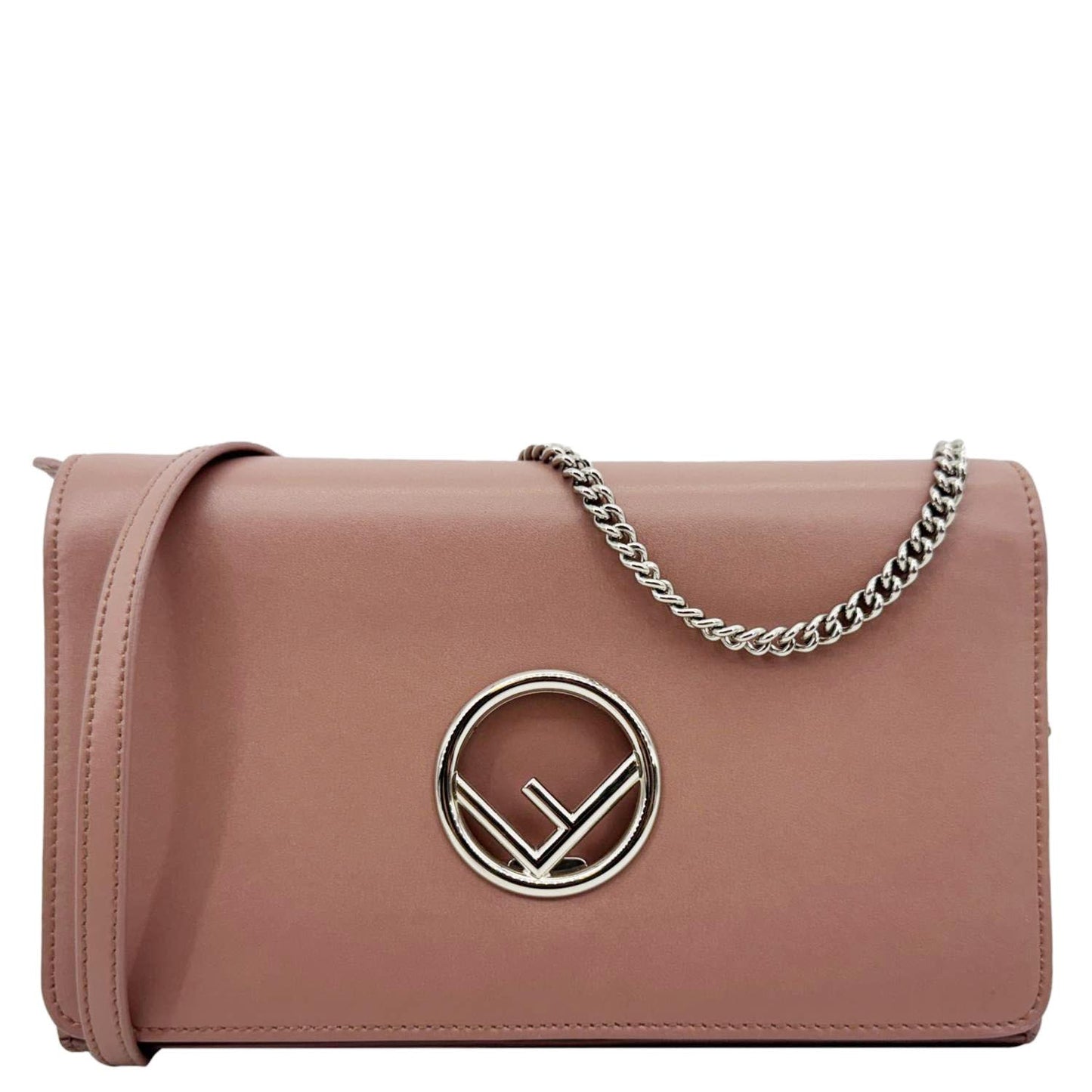 Fendi Crossbody Bag Cruise F Wallet on English Rose Leather Vitello Chain