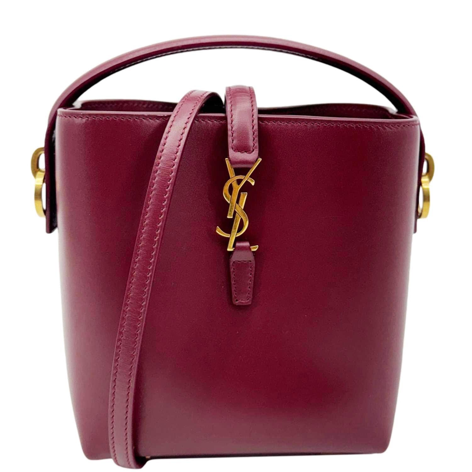 YSL Saint Laurent Yves Le Shiny Bag Burgundy Leather Mini Bucket Bucket Bag