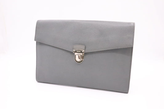 Prada Document Clutch In Gray Handbag Leather Clutch Bag