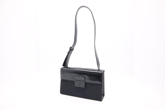 Prada Shoulder Bag In Patent And Leather Nylon