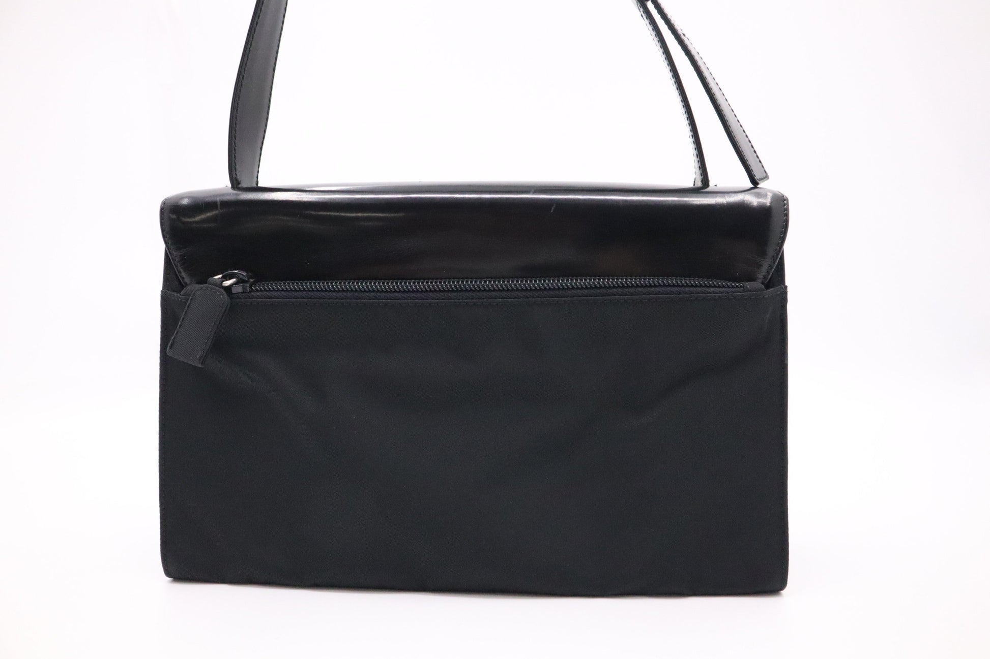 Prada Shoulder Bag In Patent And Leather Nylon