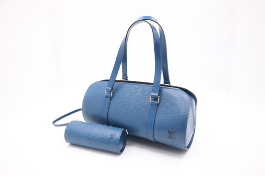 Louis Vuitton Soufflot Toledo Blue Leather Epi Handbag