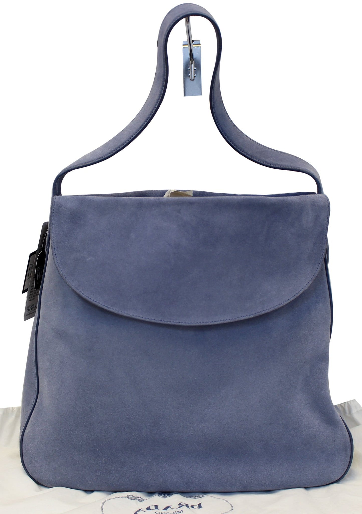 Vitello Daino Flap Hobo Bag Sky Leather Suede Travel Bag