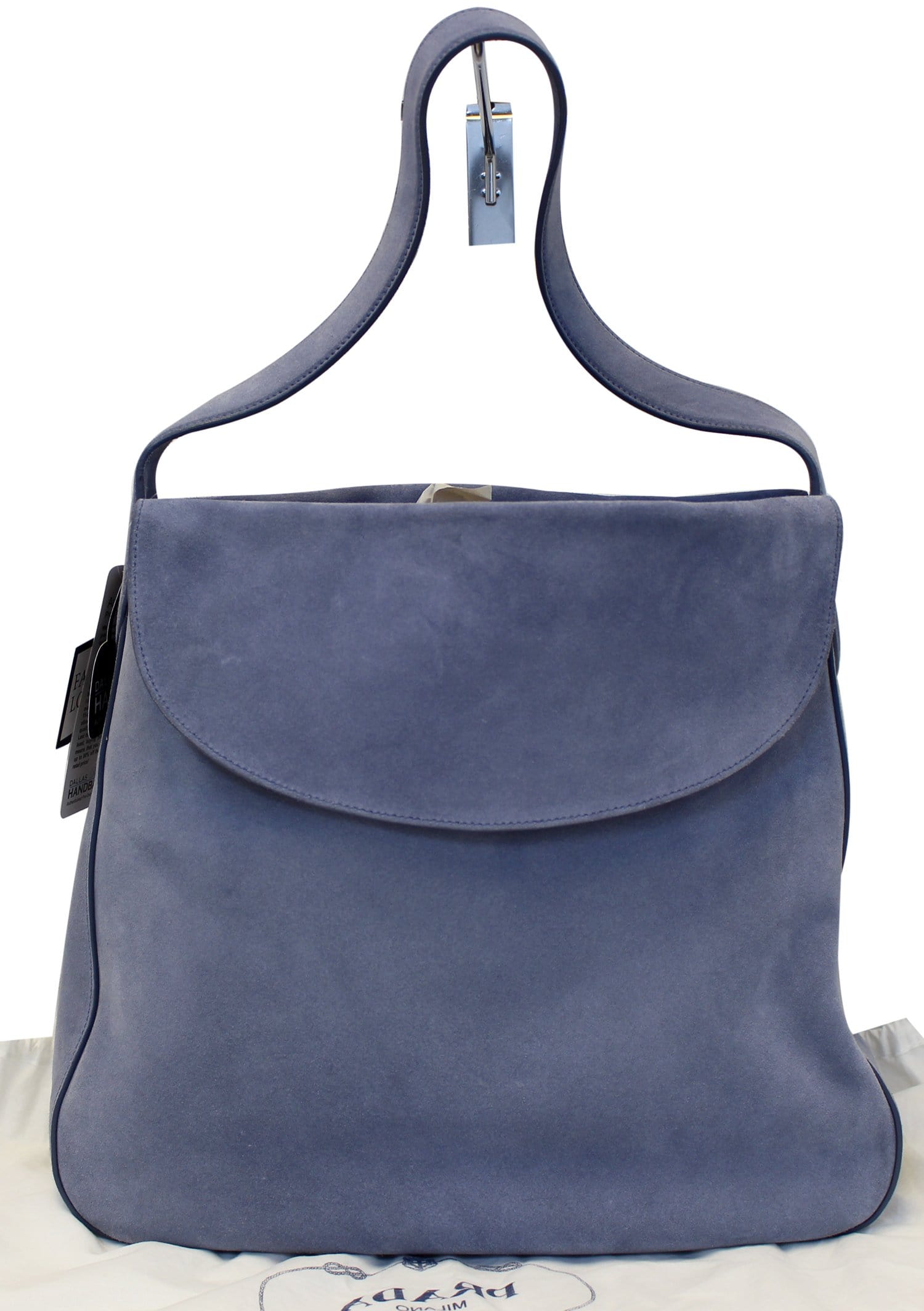 Vitello Daino Flap Hobo Bag Sky Leather Suede Travel Bag