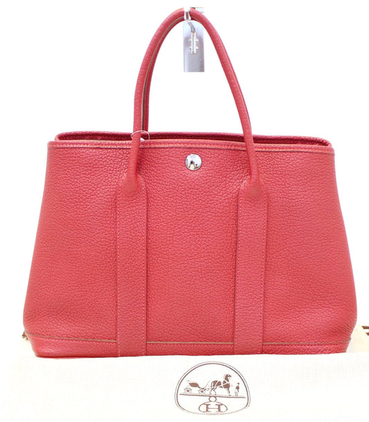 Hermes Negonda Garden Party Tote Bag Leather Red